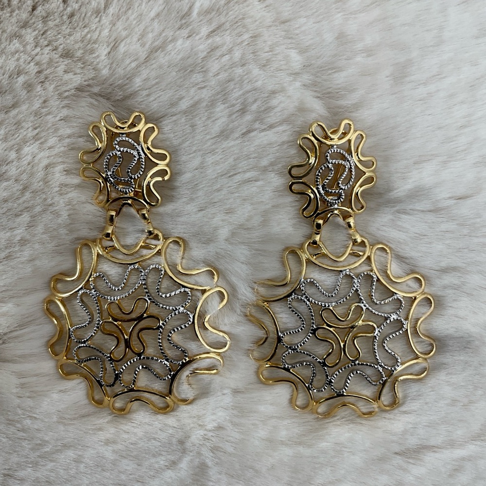 Elegant Gold and Silver Statement Earrings